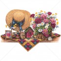 ASSORTED FLOWER BASKET WITH HAT