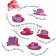 SEVEN RED HATS WITH TEXT