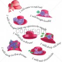 SEVEN RED HATS WITH TEXT
