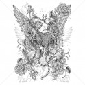 WINGED HEART,ROSES, CHAINS