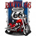 ROUTE 66 with shield HISTORIC 66, red motorcycle - N°15709