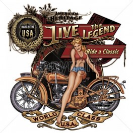 AMERICAN HERITAGE, LIVE THE LEGEND, RIDE A CLASSIC, MADE IN THE USA, WORLD CLASS U.S.A. - N°15194